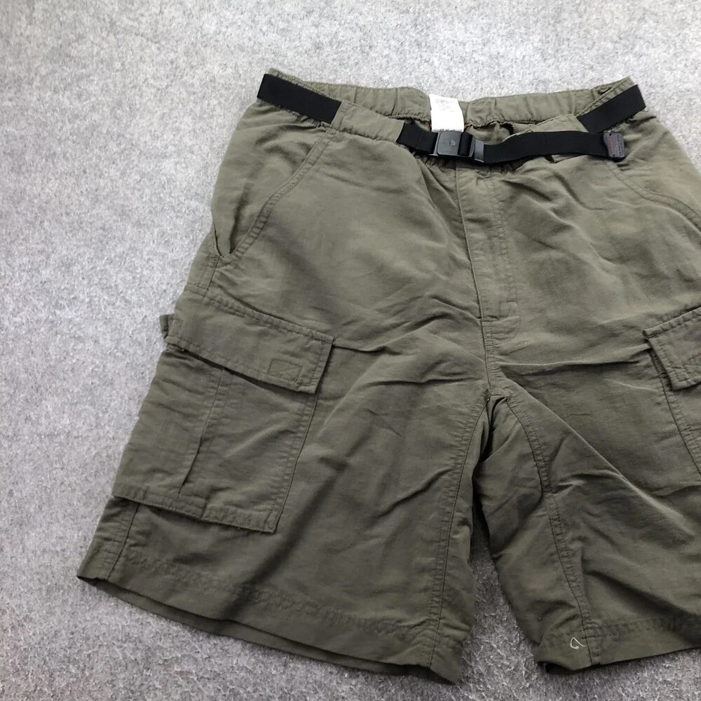 The North Face Shorts Mens Medium Green Cargo Belted 11 Inseam Outdoor Hiking